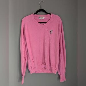 Vintage Disney Pink V-neck Sweater With Mickey Mouse Size XL.